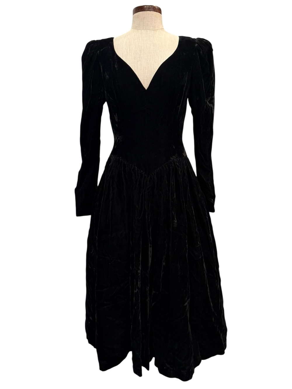 Casadei Black Velvet V-Neck Midi Dress